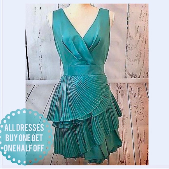 Max and Cleo - Teal Ruffle Dress - 4 - Worn Once - Picture 1 of 4